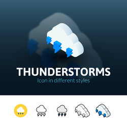 thunderstorms icon in different style vector image