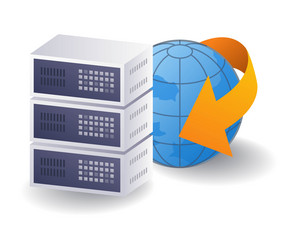 world computer data server concept flat isometric vector image