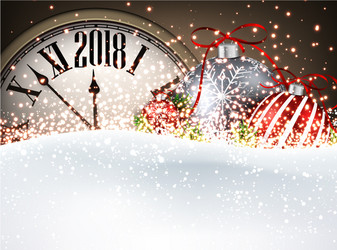 2018 new year background with clock vector image