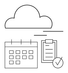 cloud with calendar and checklist representing vector image