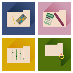 concept of flat icons with long shadow folder vector image