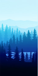 natural pine forest mountains horizon landscape vector