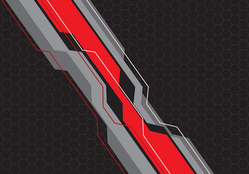 Red grey line circuit on hexagon mesh vector