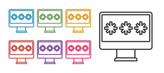 set line monitor with password notification icon vector image