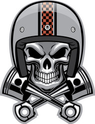 Skull and Crossed Pistons Vector Image