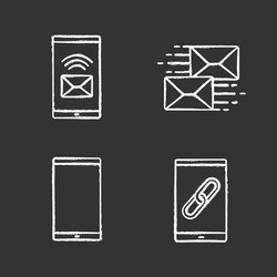 smartphone apps chalk icons set vector