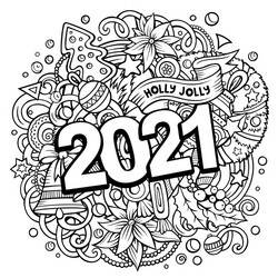 2021 hand drawn doodles new year objects vector