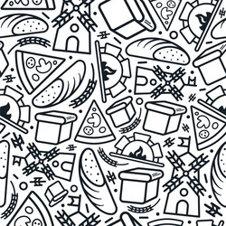 bakery seamless pattern in thin line style vector image