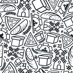 bakery seamless pattern in thin line style vector