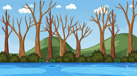 blank nature scene with many dry trees forest vector