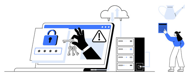 cybersecurity and data protection with key access vector image
