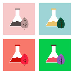 flat icon design collection lab flask with leaf vector