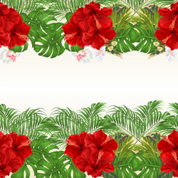 Floral border seamless background with tropical Vector Image
