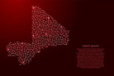 Mali map from red pattern maze grid vector