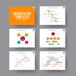 Presentation slides with infographic elements vector