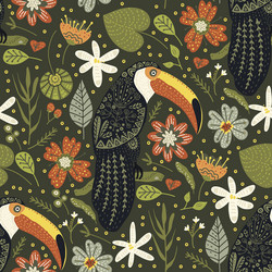 Seamless pattern with toucan vector