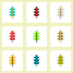 set of labels with shadow leafs icon design vector image