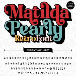 retro groovy vintage display bold font alphabet vector image