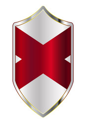 alabama state flag on a crusader style shield vector