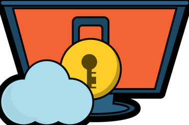 computer with padlock and cloud icon vector image