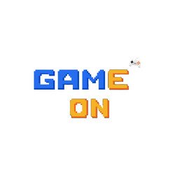 game on pixel art text with video controller vector image