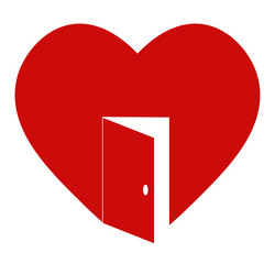 open door in heart for love new vector