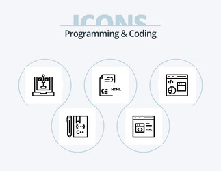 Programming and coding line icon pack 5 vector