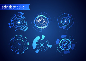 Set circle abstract digital technology ui vector