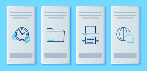 set line document folder printer time management vector image