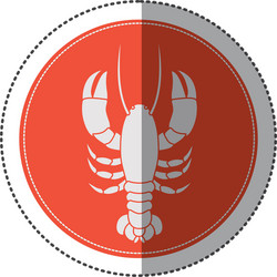 Sticker circular border with silhouette crab vector