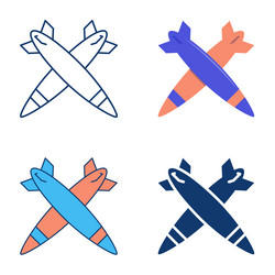 War icon set in flat and line style vector