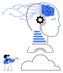 ai-powered mind concept with data flow and cloud vector image