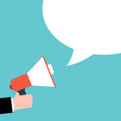 Megaphone with empty speech bubble in flat design vector