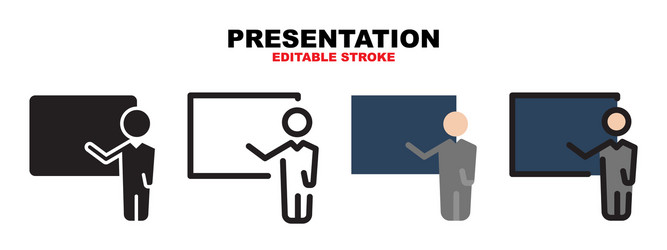 presentation icon set with different styles vector image