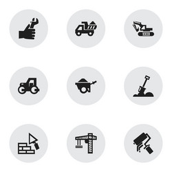 set of 9 editable building icons includes symbols vector image