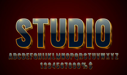 studio font set collection letters and numbers vector image
