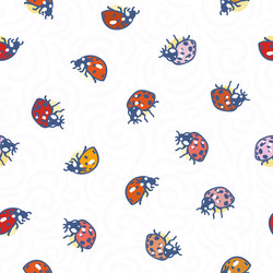 white pattern with swirl and ladybug vector