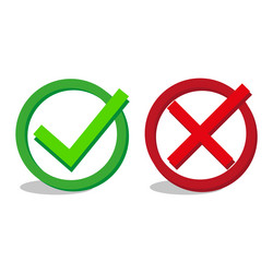 check and cross marks icons correct incorrect vector image