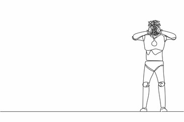 continuous one line drawing robot with round vector image