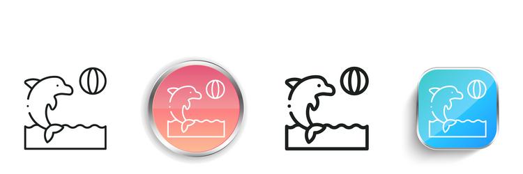 dolphin icon thin linear regular and button style vector image