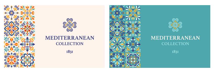 label or card with azulejo tile pattern vector image