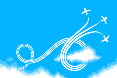 planes draw a loop around the cloud vector image