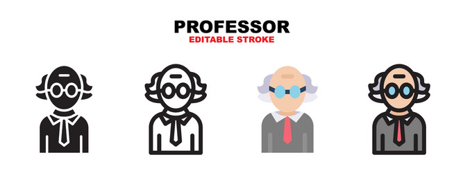 Professor icon set with different styles editable vector