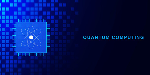 quantum computing concept with microchip processor vector image