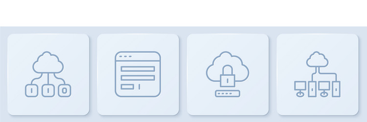 set line cloud technology data transfer computing vector image