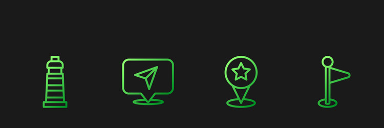 Set line map pointer with star lighthouse vector