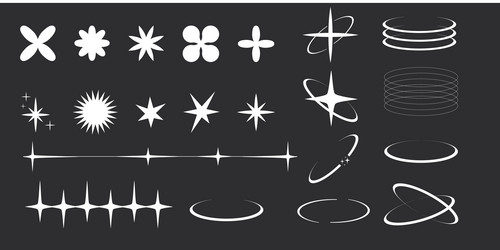 set of y2k minimal geometric shapes thin line vector image