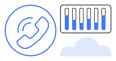 cloud communication with phone icon analytics vector image