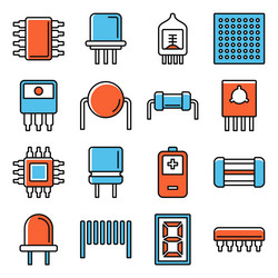electronics components icons set on white vector image