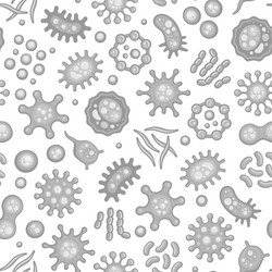 microbe and virus under microscope seamless vector image